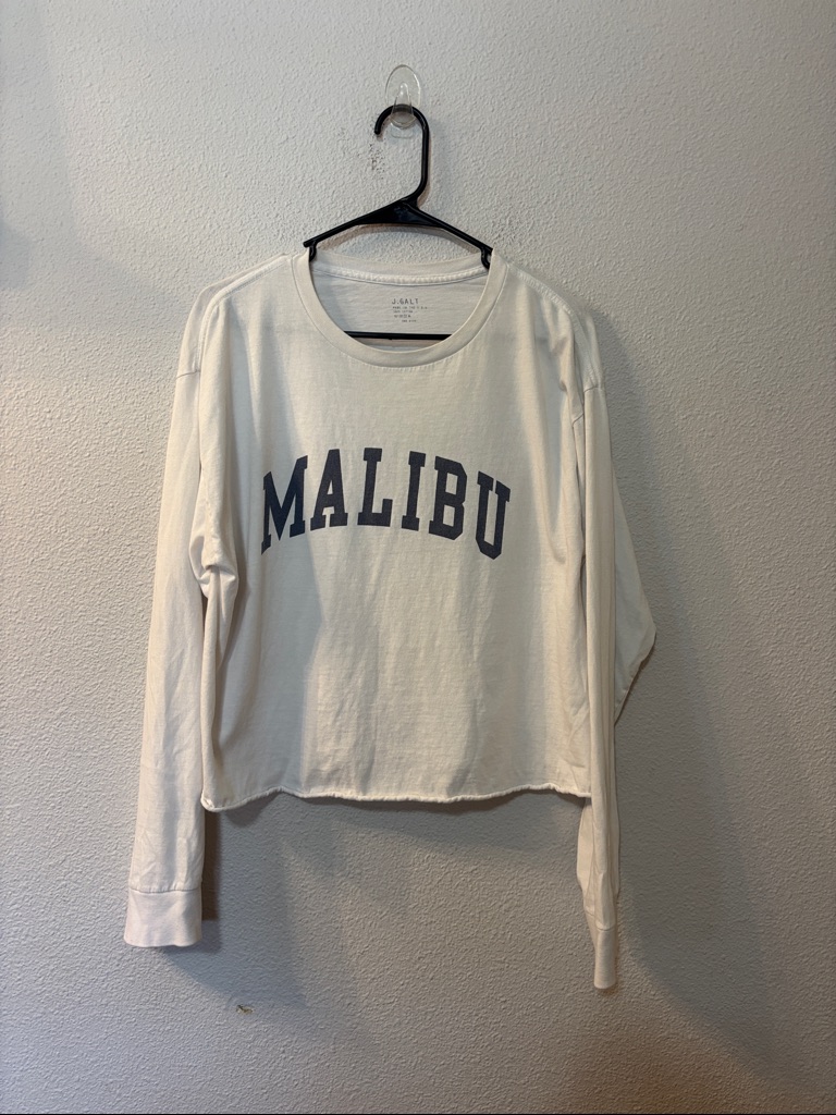 J. Galt Malibu Graphic Long Sleeve Tee - White With Navy Print